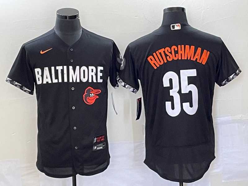 Mens Baltimore Orioles #35 Adley Rutschman Black 2023 City Connect Flex Base Stitched Jersey->baltimore orioles->MLB Jersey